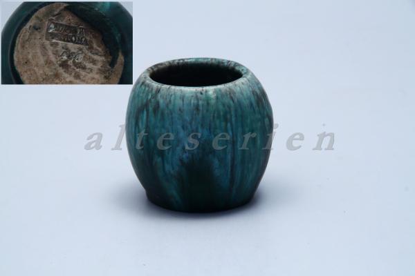 Vase mini H 5 cm D 3,5 cm Blaue Laufglasur
