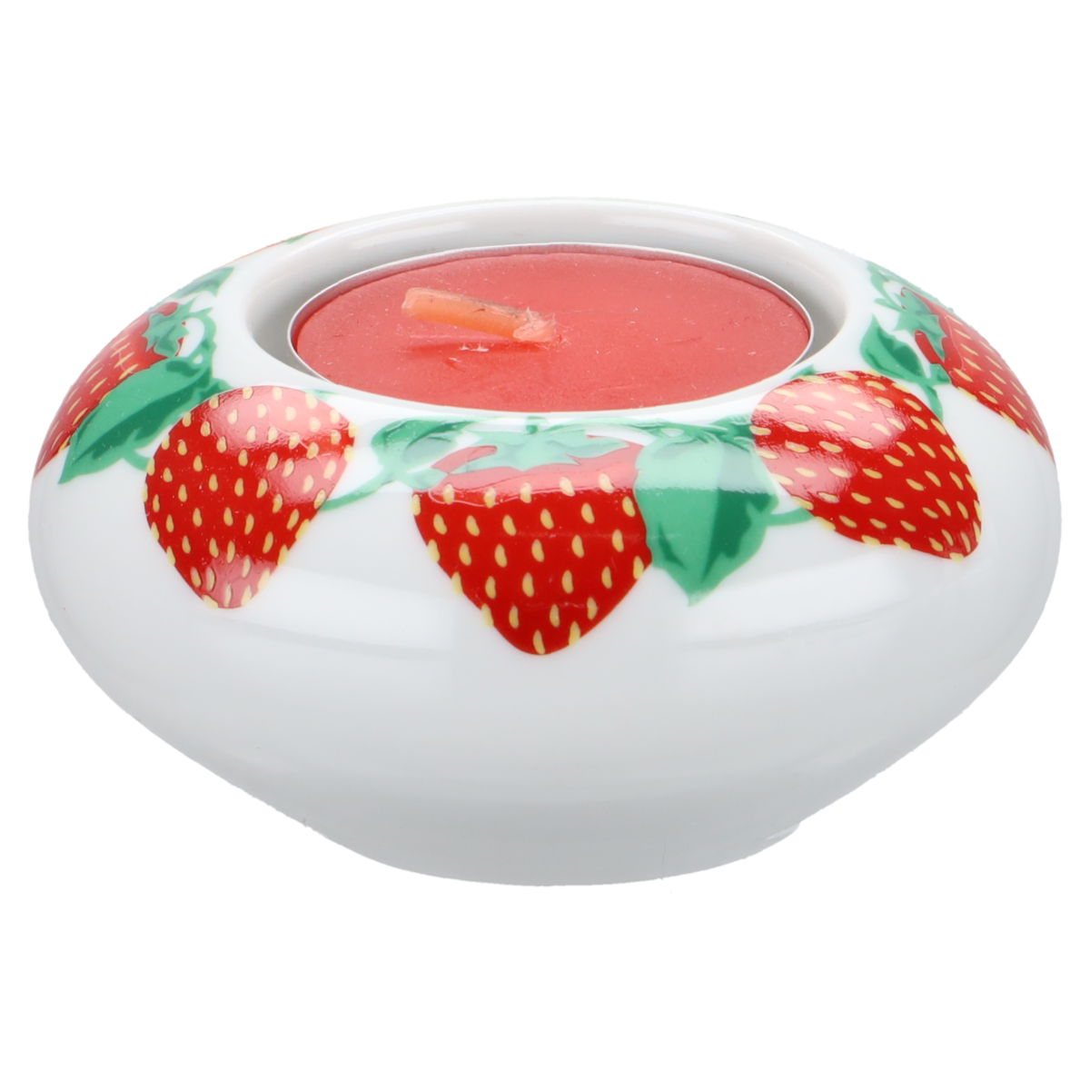 Teelichthalter Tischlicht mit Erdbeer Duftkerze in OVP