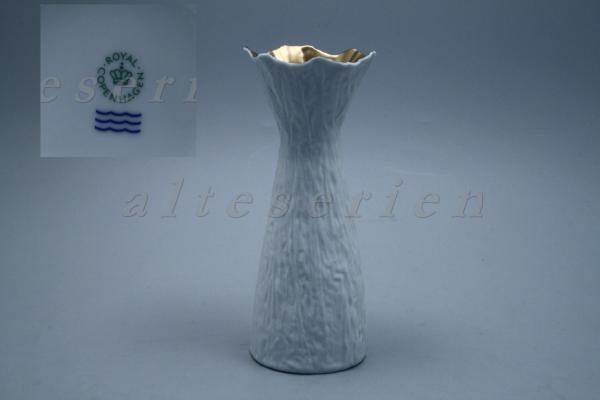 Vase H 19,7 cm Uni weiß Innenraum mit Goldblatt
