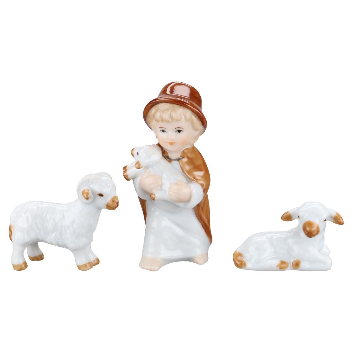 Figurengruppe Schäfer und 2 Schafe