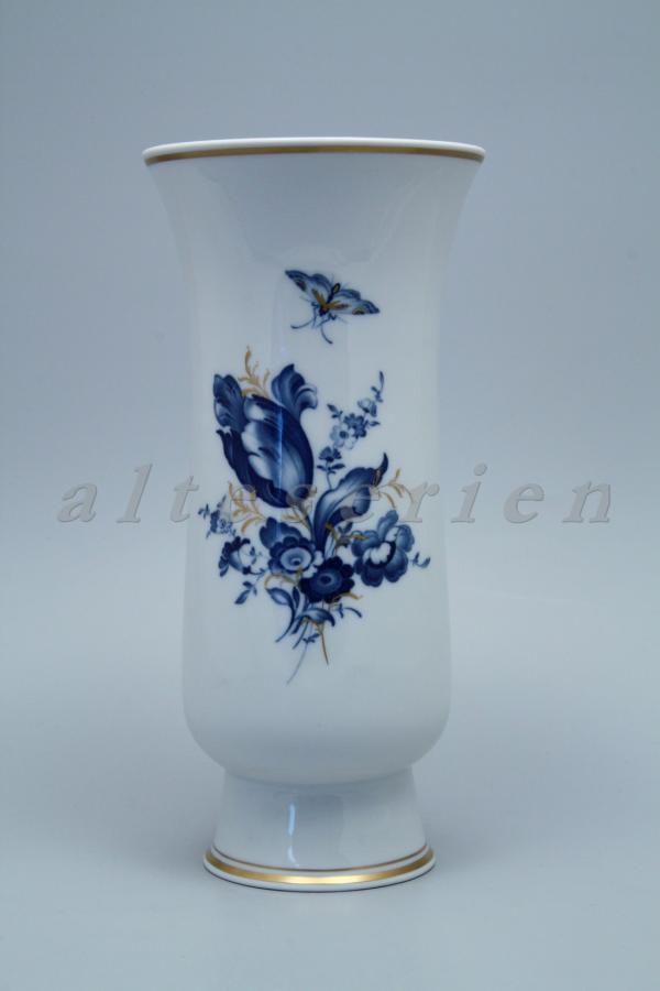 Vase Meissen Blaue Blume mit Goldblattmalerei H 24,5 cm 1.Wahl 