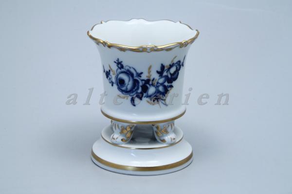 Vase auf Füßen Meissen Blaue Blume mit Goldblattmalerei H 9 cm 1.Wahl 