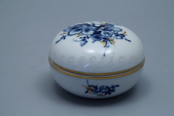 Bonbonniere Schmuckdose Meissen Blaue Blume mit Goldblatt 2.Wahl 