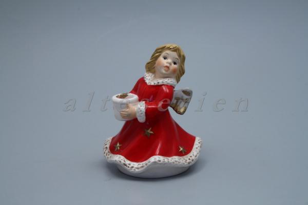 Engelsfigur im roten Mantel Kerzenhalter H 12,5 cm