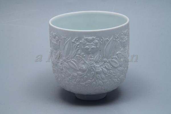 Vase / Übertopf weiß Reliefdekor D 10,8 cm, H 11 cm