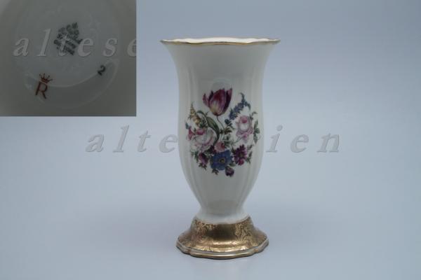 Vase H 22 cm Chippendale Blumebouquet mit Goldblatt