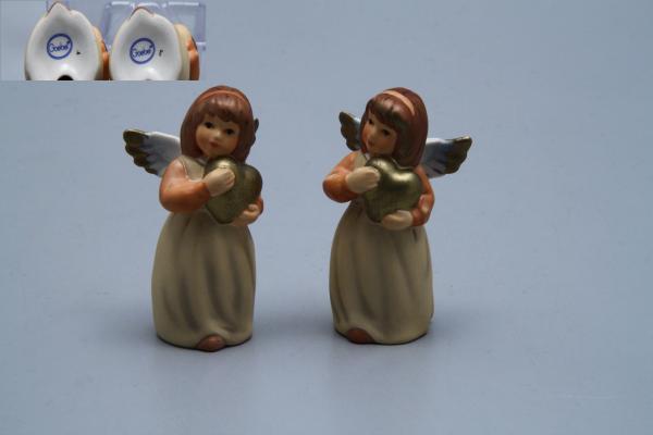 2 Mini Engel mit Herz H 6 cm