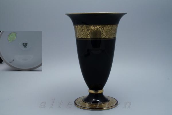 Prunkvase Trichtervase groß H 28,5 cm Kobalt Gold