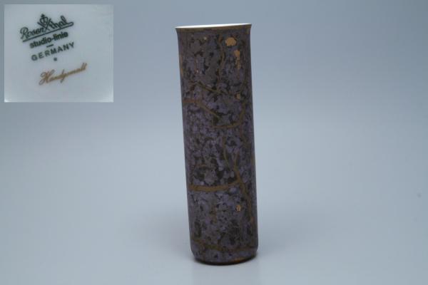 Vase Schlauchform D 7 cm H 22,2 cm Marmorlook Flieder Handgemalt