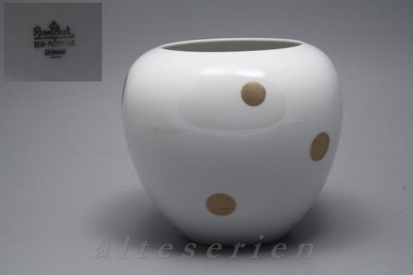 Vase bauchig H 15 cm Dekor Goldtupfen