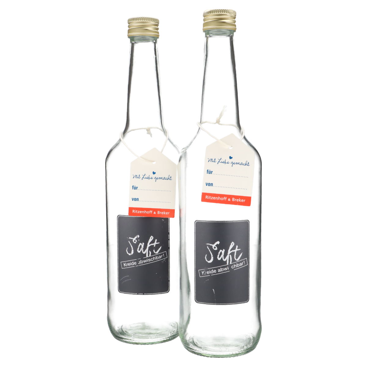 Flasche 2er Set Saft mit Kreideschild 0,7 l