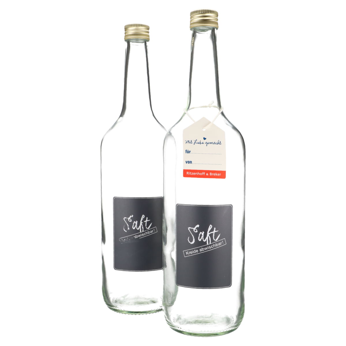 Flasche 2er Set Saft mit Kreideschild 1 l