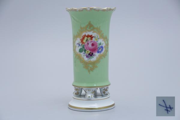 Vase H 14,6 cm (Blumenbouqet auf grünem Fond)