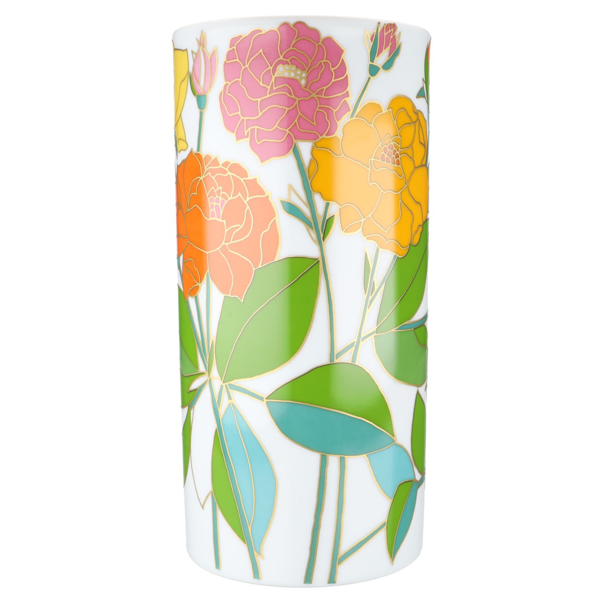 Vase H 24,5 cm Blumenmalerei