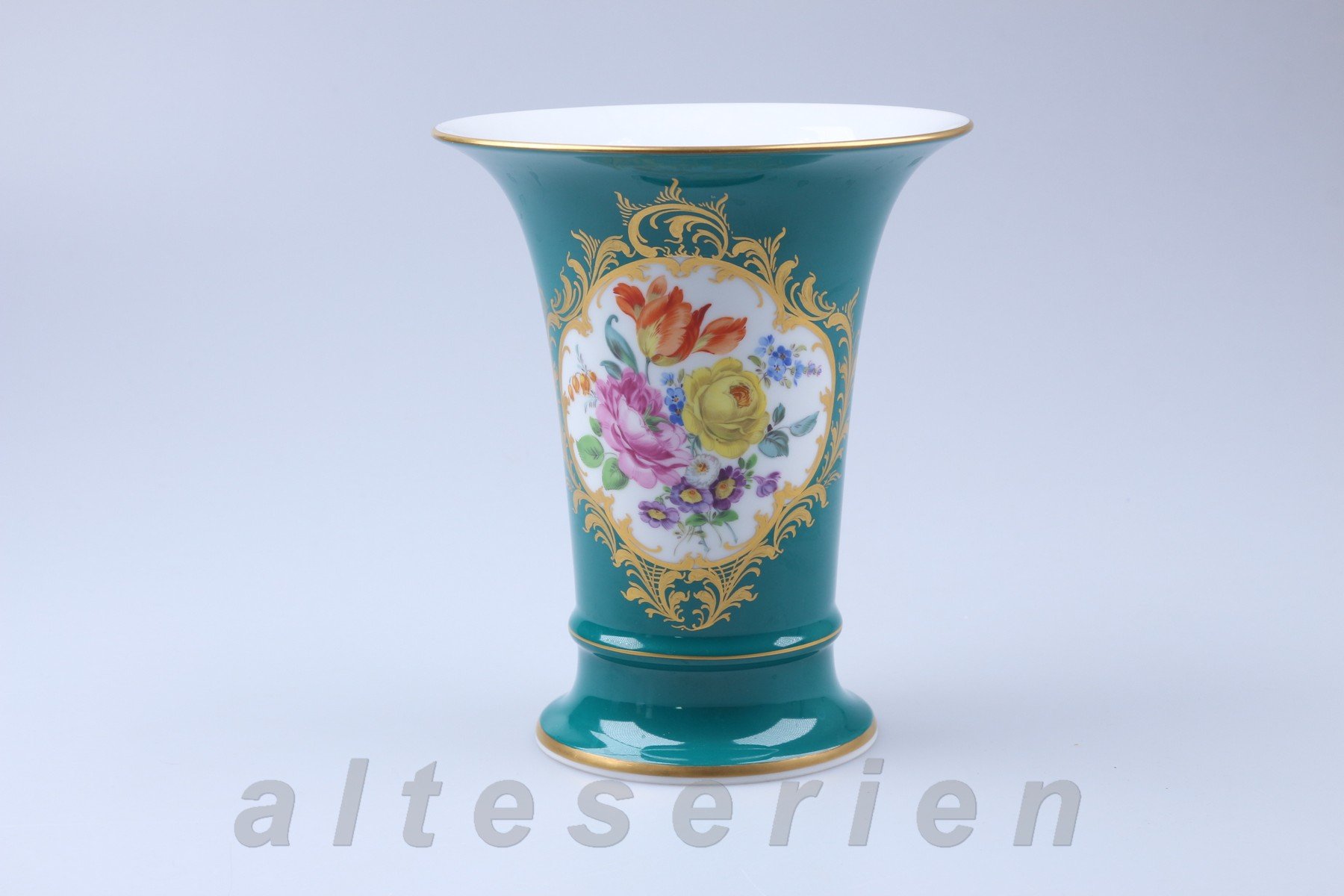 Trichtervase Vase I.Wahl Grün Blumenmalerei