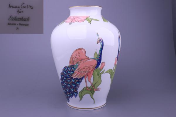 Vase groß bauchig Pfau
