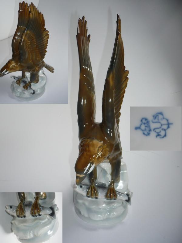 großer Adler mit Fisch in den Krallen, Höhe 33 cm