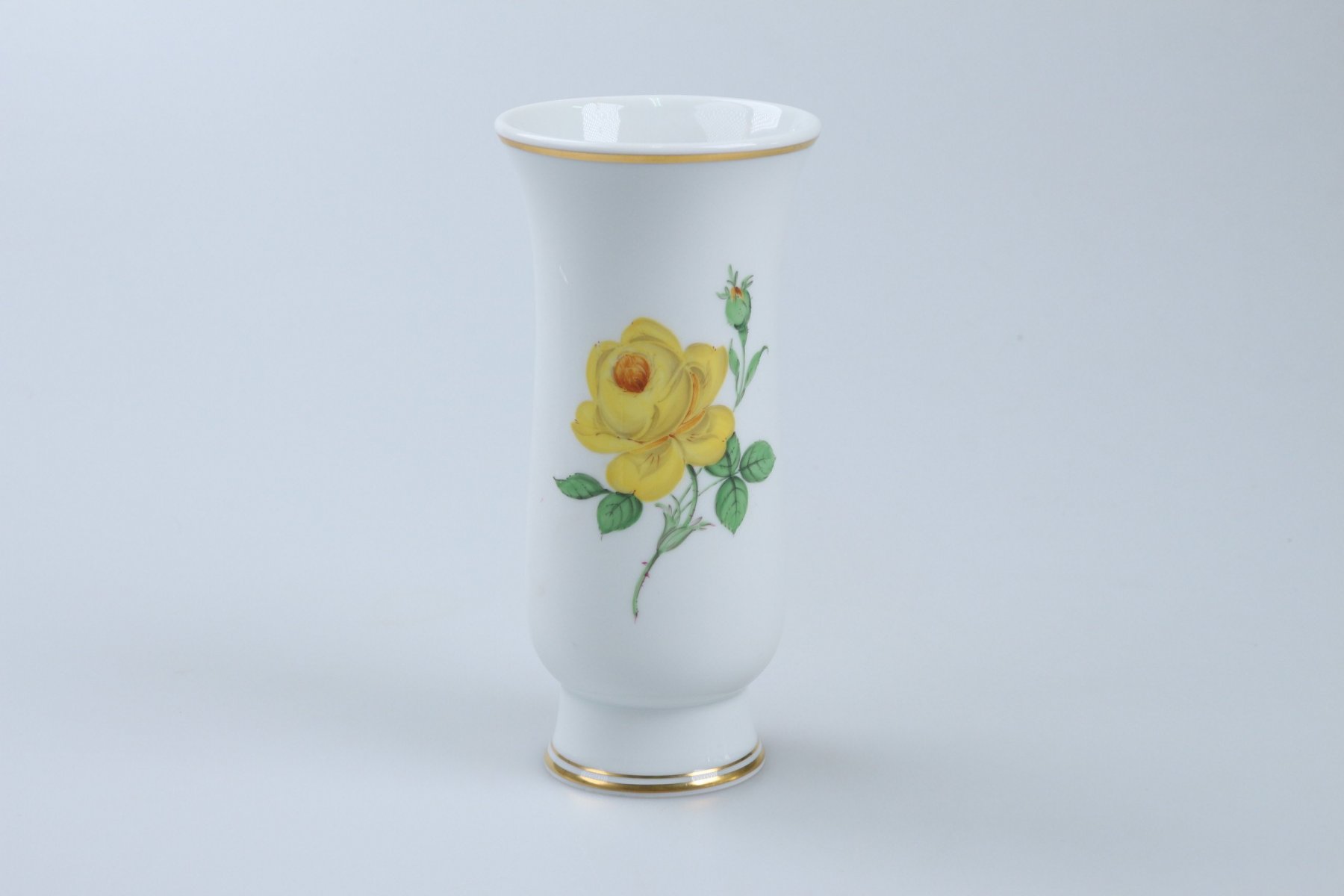 Vase klein Gelbe  Rose mit Goldrand I.Wahl